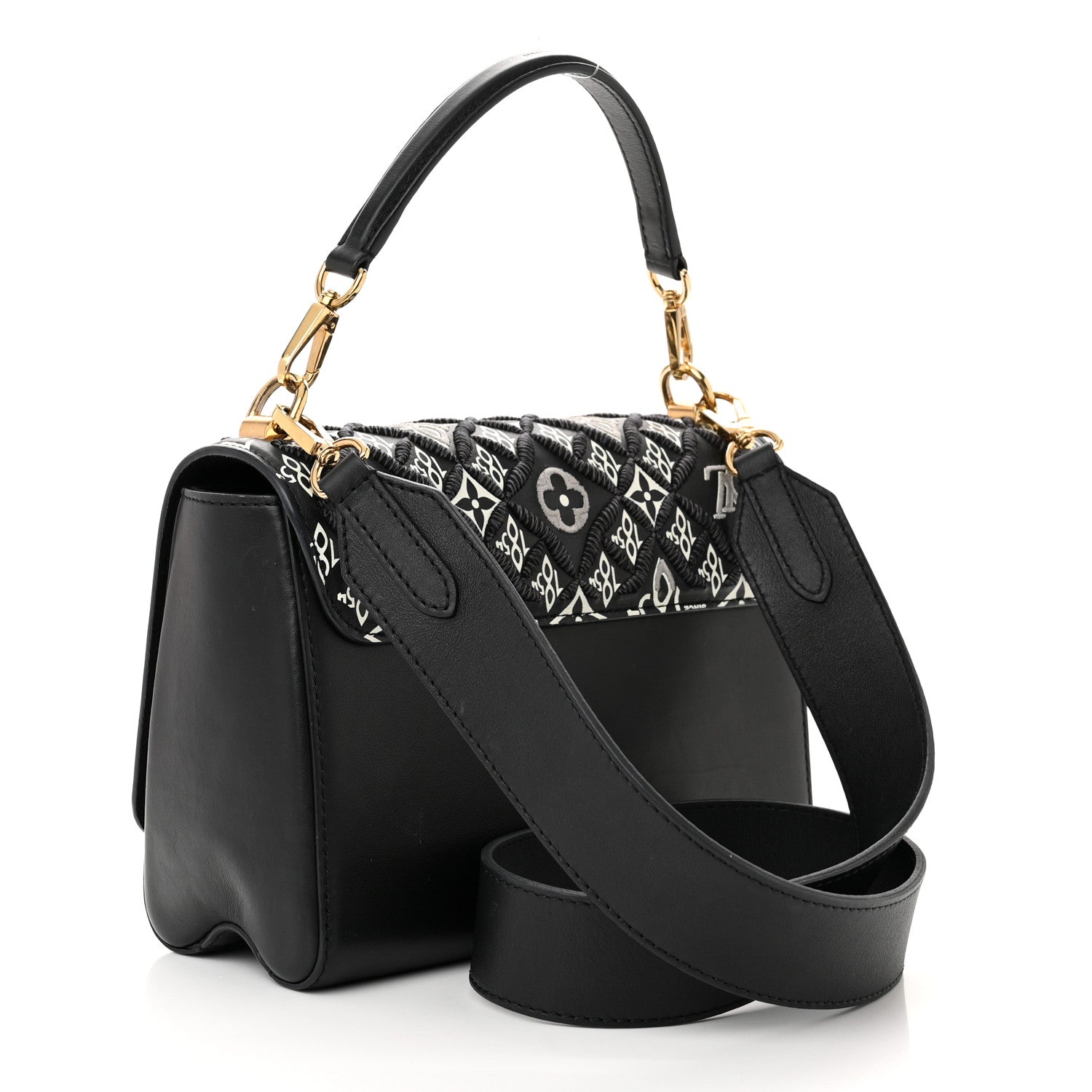 Louis Vuitton Calfskin Since 1854 Embroidered Twist MM Black 3 of 10
