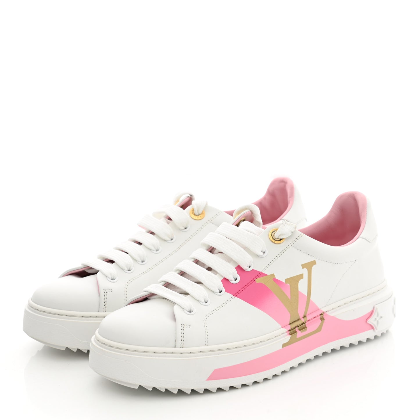 Monogram Time Out Sneakers 37.5 White Pink