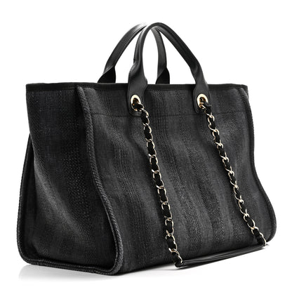 Chanel Mixed Fibers Calfskin Striped Medium Deauville Tote Black 3 of 10