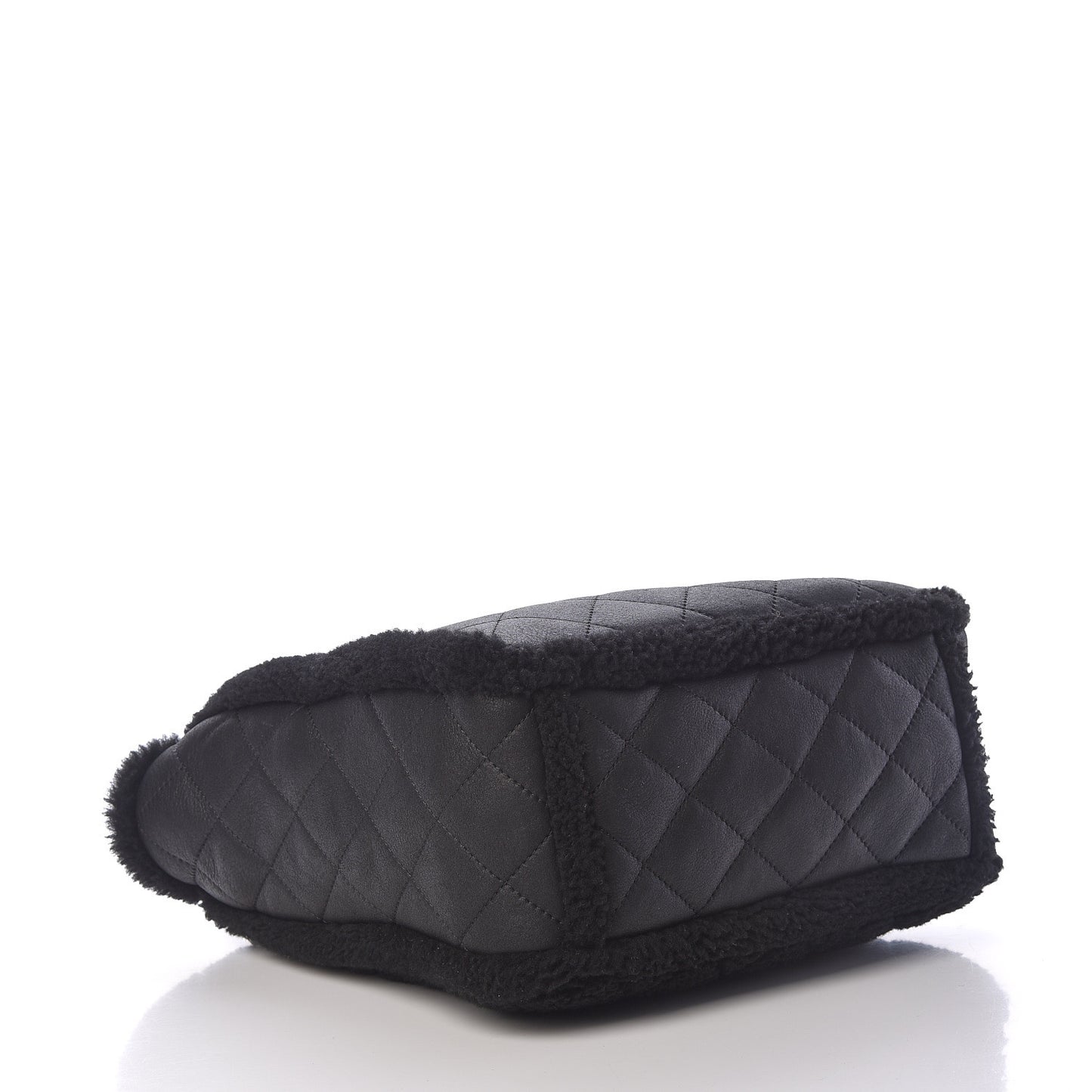 Lambskin Shearling Large Coco Neige Shopping Tote Black