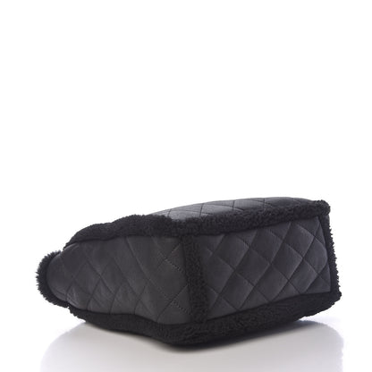 Chanel Lambskin Shearling Large Coco Neige Shopping Tote Black 4 of 9