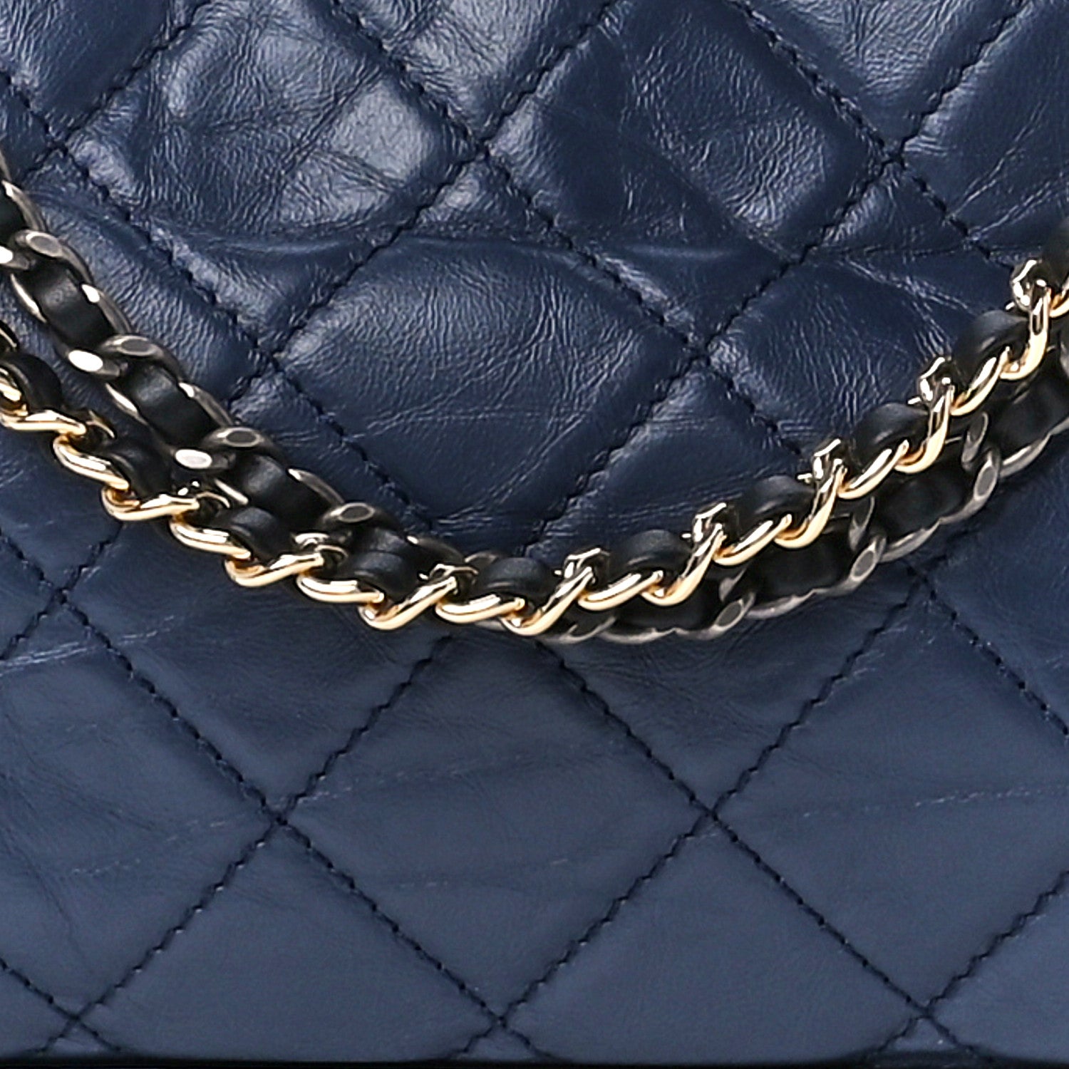 Chanel Aged Calfskin Quilted Medium Gabrielle Hobo Navy Black 8 of 11