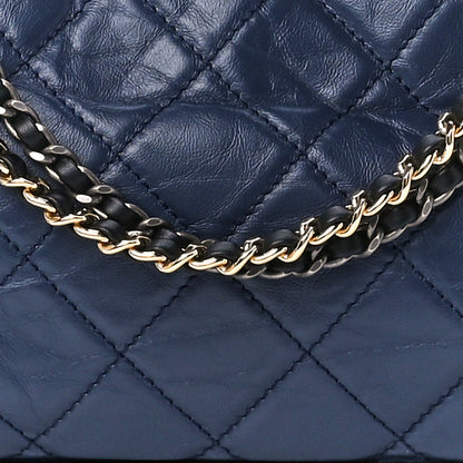 Chanel Aged Calfskin Quilted Medium Gabrielle Hobo Navy Black 8 of 11
