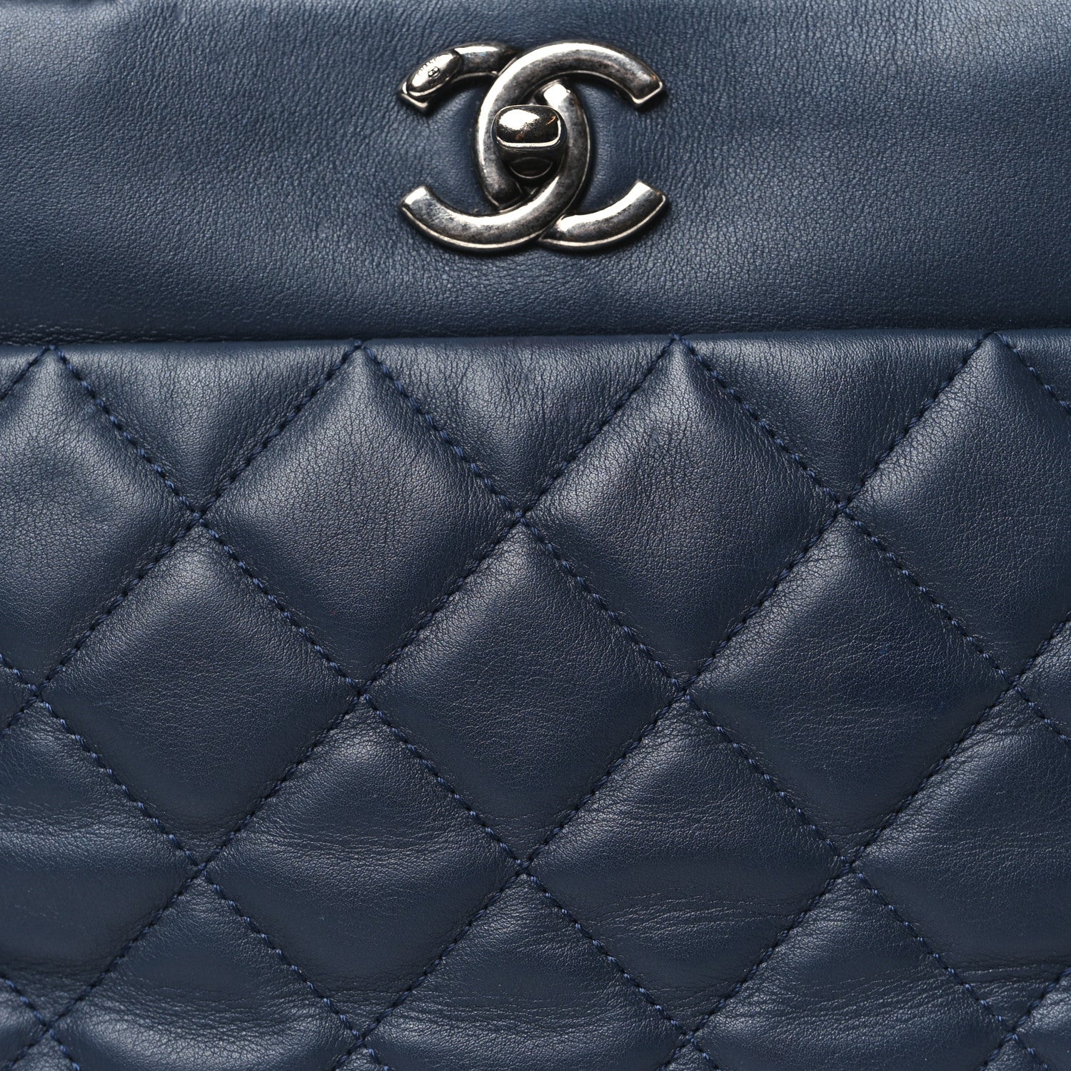 Chanel Calfskin Tweed Quilted Small Tote Navy Multicolor 8 of 12