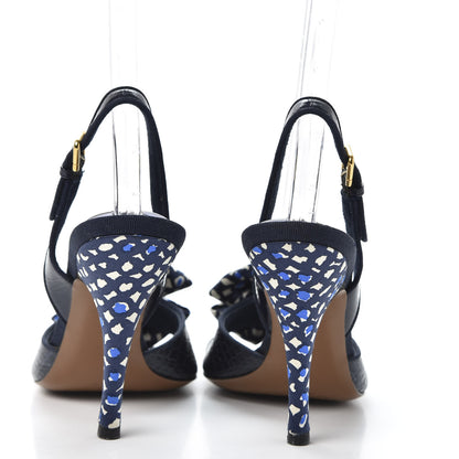 Louis Vuitton Crocodile Silk Bow Lock Slingback Pumps 37 6 of 9
