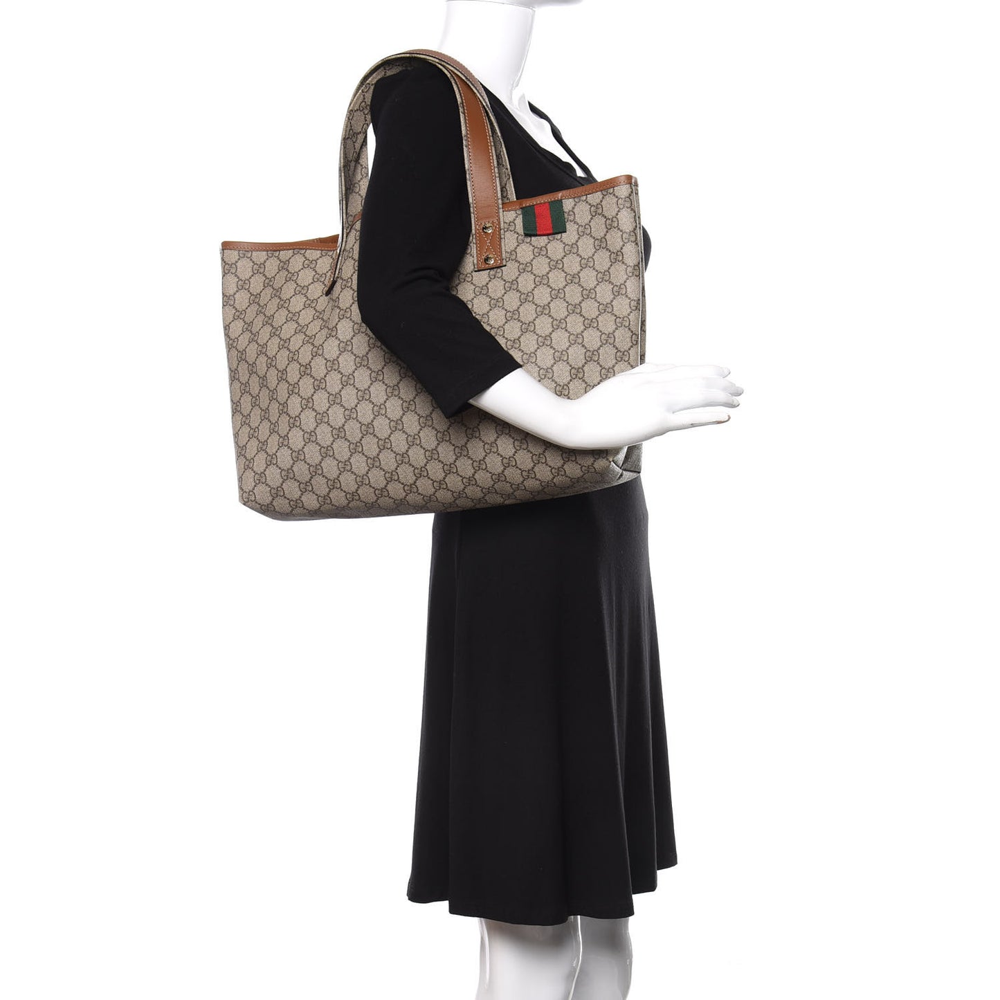 GG Plus Monogram Medium Signature Web Loop Tote Brown
