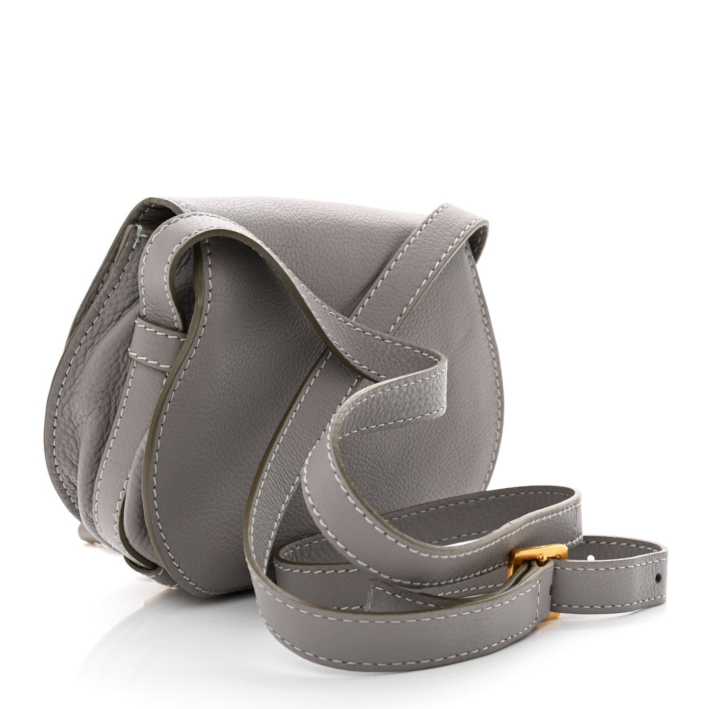 Calfskin Mini Marcie Round Crossbody Bag Cashmere Grey