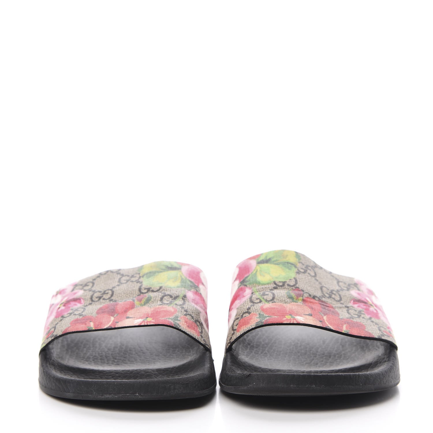 Gucci GG Supreme Monogram Blooms Slide Sandals 38 Beige Multicolor 2 of 10