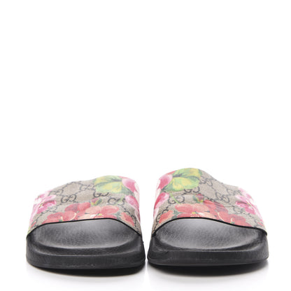 Gucci GG Supreme Monogram Blooms Slide Sandals 38 Beige Multicolor 2 of 10