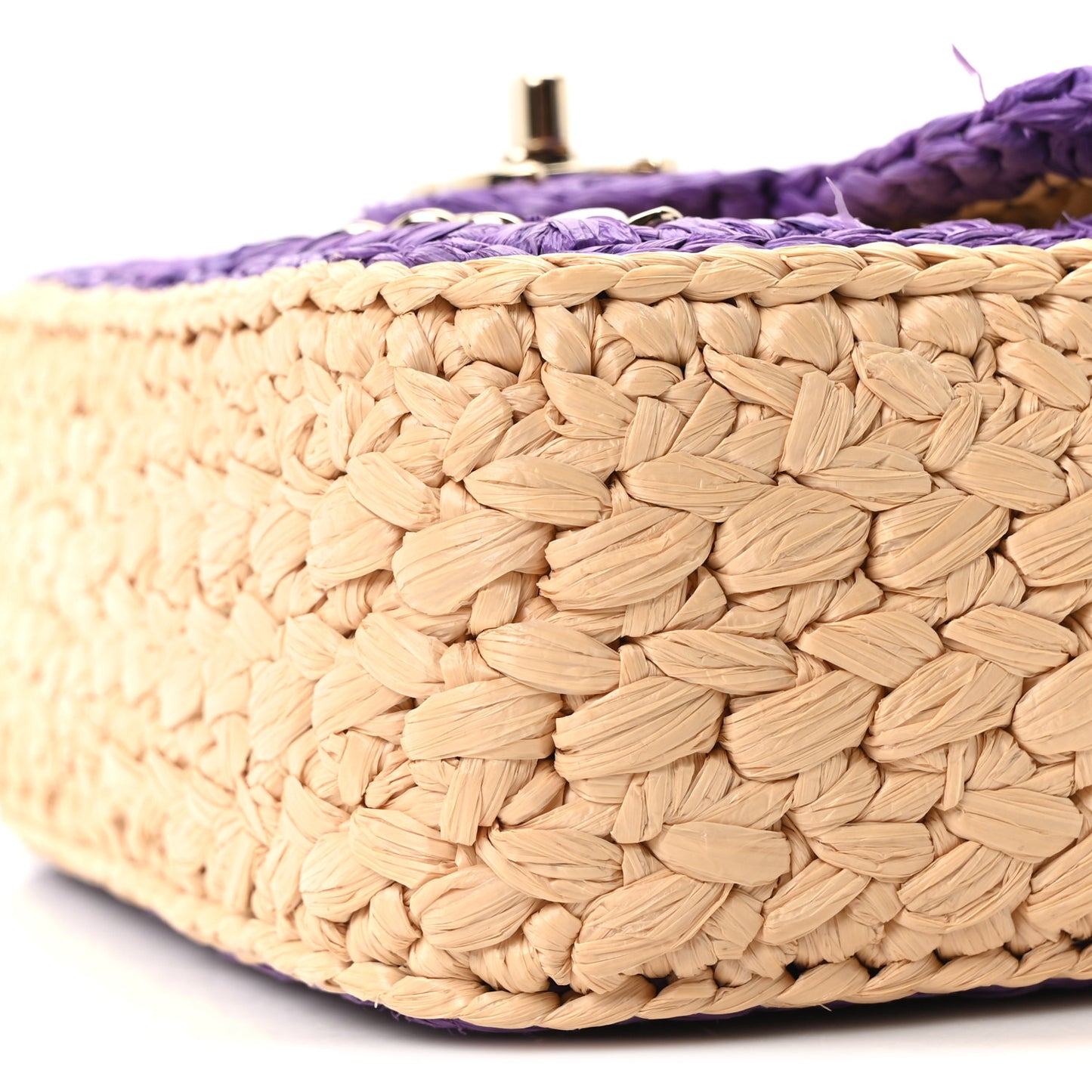 Raffia Chain Venice Beach Mini Flap Bag Beige Purple