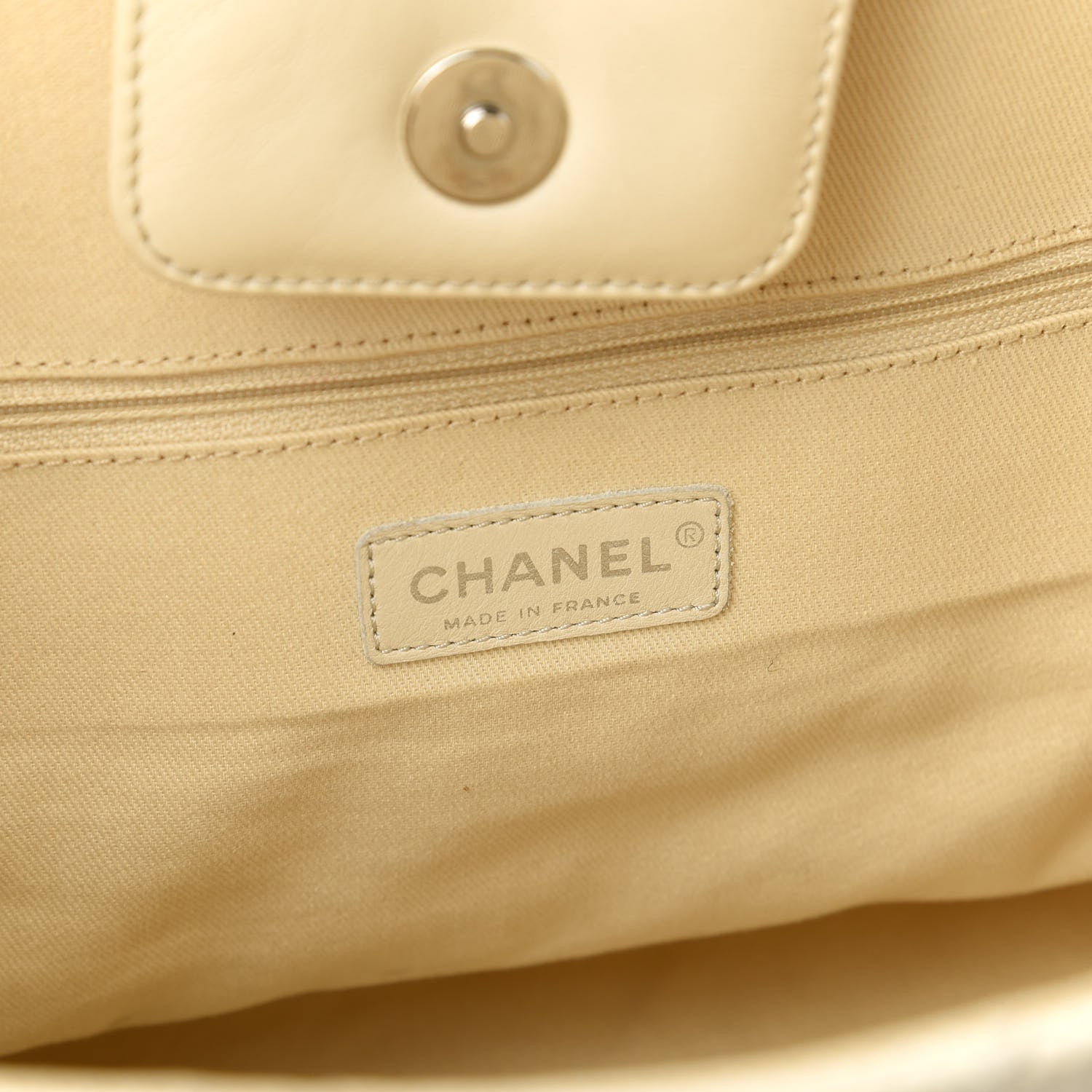 Chanel Canvas Chevron CC Shopping Tote White 8 of 11