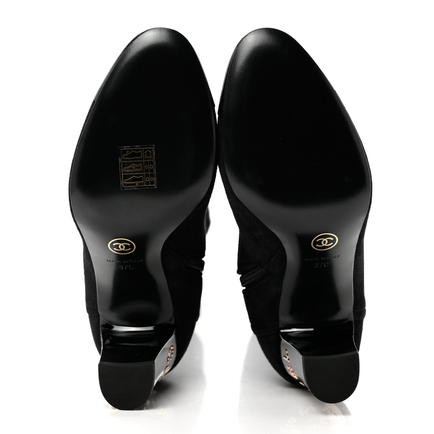 Suede Calfskin Patent Cap Toe High Boots 37 Black