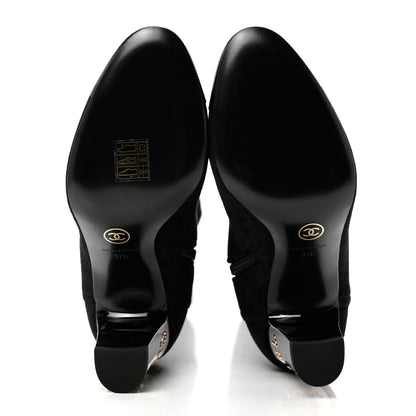 Chanel Suede Calfskin Patent Cap Toe High Boots 37 Black 5 of 8