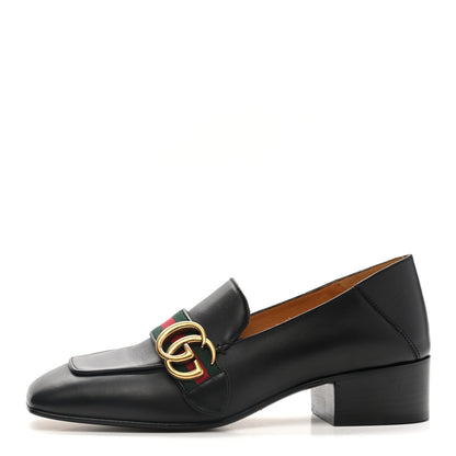 Gucci Calfskin Web Peyton Loafer Pumps 36.5 Black 1 of 10