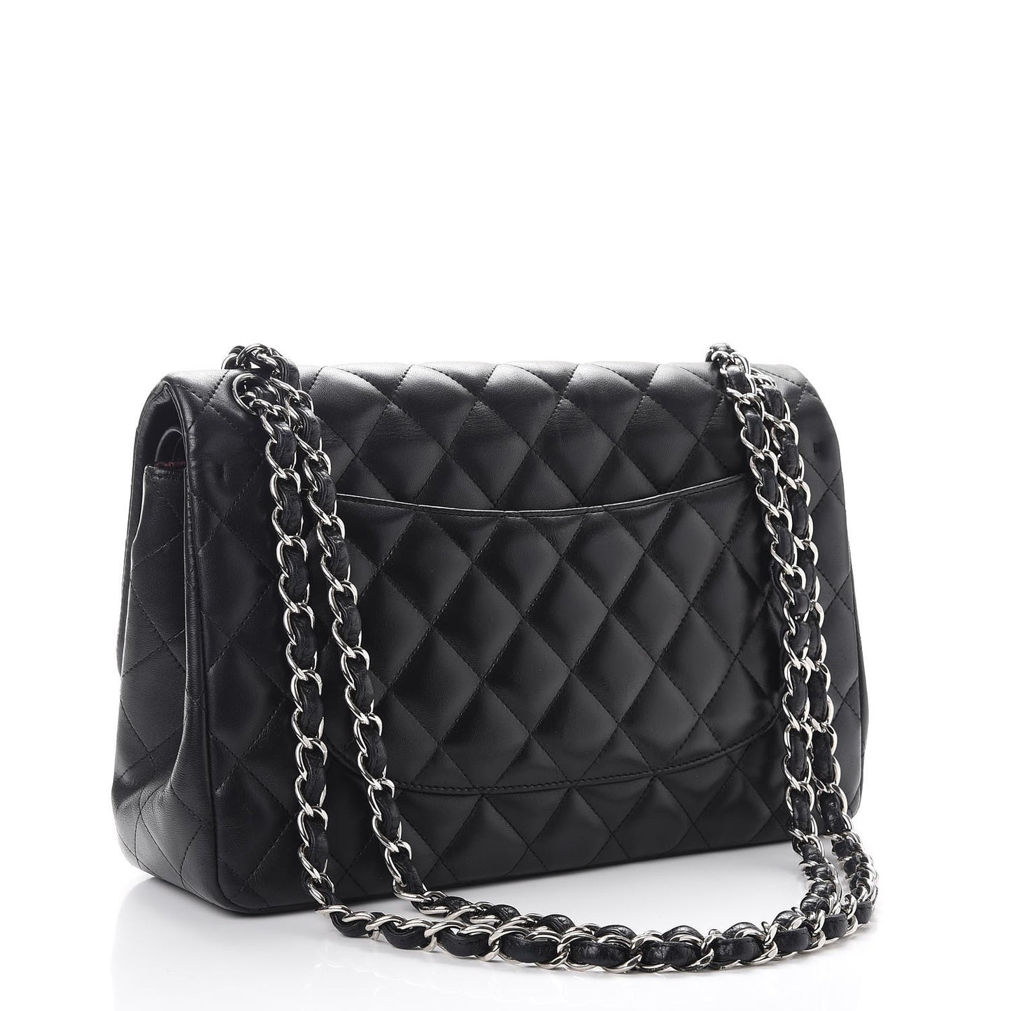 Lambskin Quilted Jumbo Double Flap Black