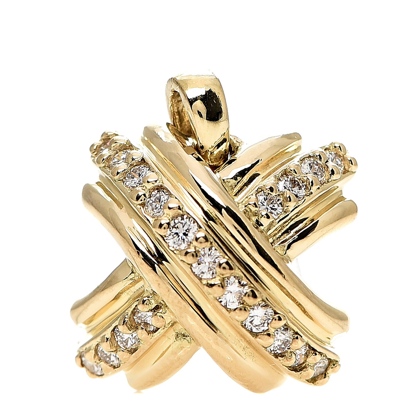 18K Yellow Gold Diamond Signature X Pendant