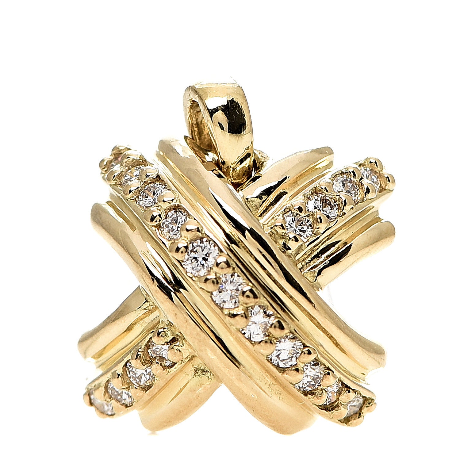 Tiffany 18K Yellow Gold Diamond Signature X Pendant 1 of 3