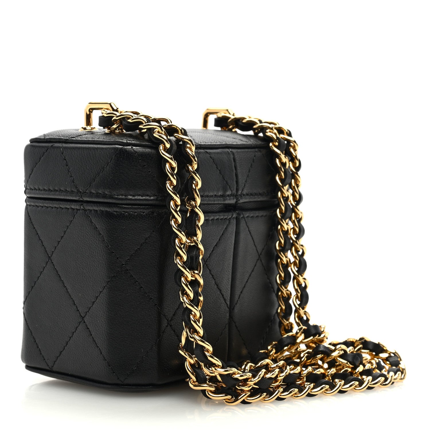 Chanel Lambskin Quilted Vanity Clutch With Chain Black 2 of 12