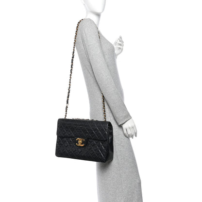Chanel Lambskin Quilted XL Jumbo Single Flap Black 2 of 13