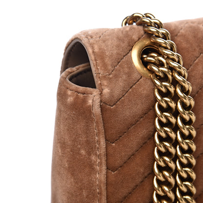 Gucci Velvet Matelasse Small GG Marmont Shoulder Bag Taupe 9 of 13