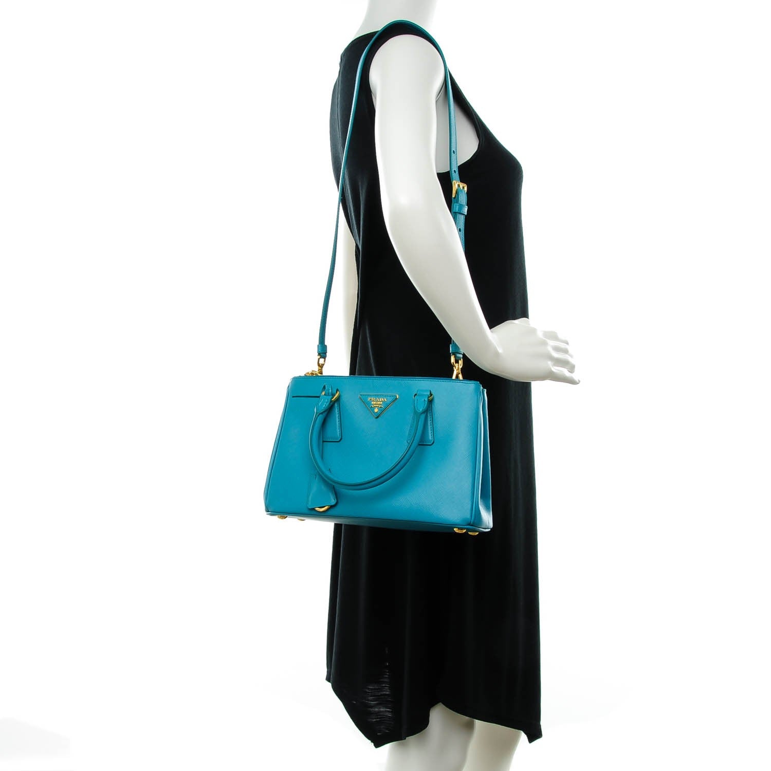Prada Saffiano Mini Galleria Double Zip Tote Turchese 2 of 8