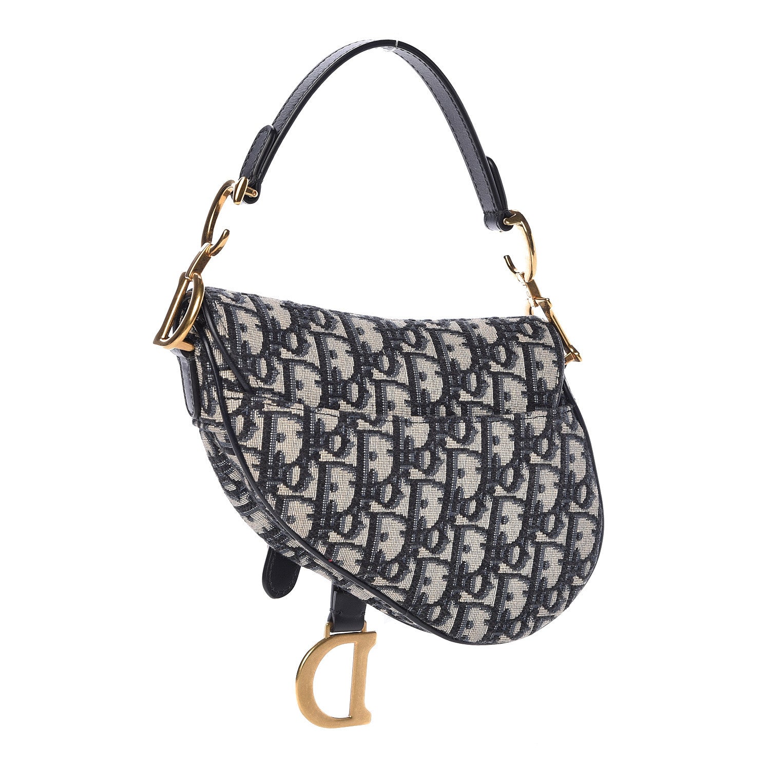 Christian Dior Oblique Mini Saddle Bag Blue 3 of 9