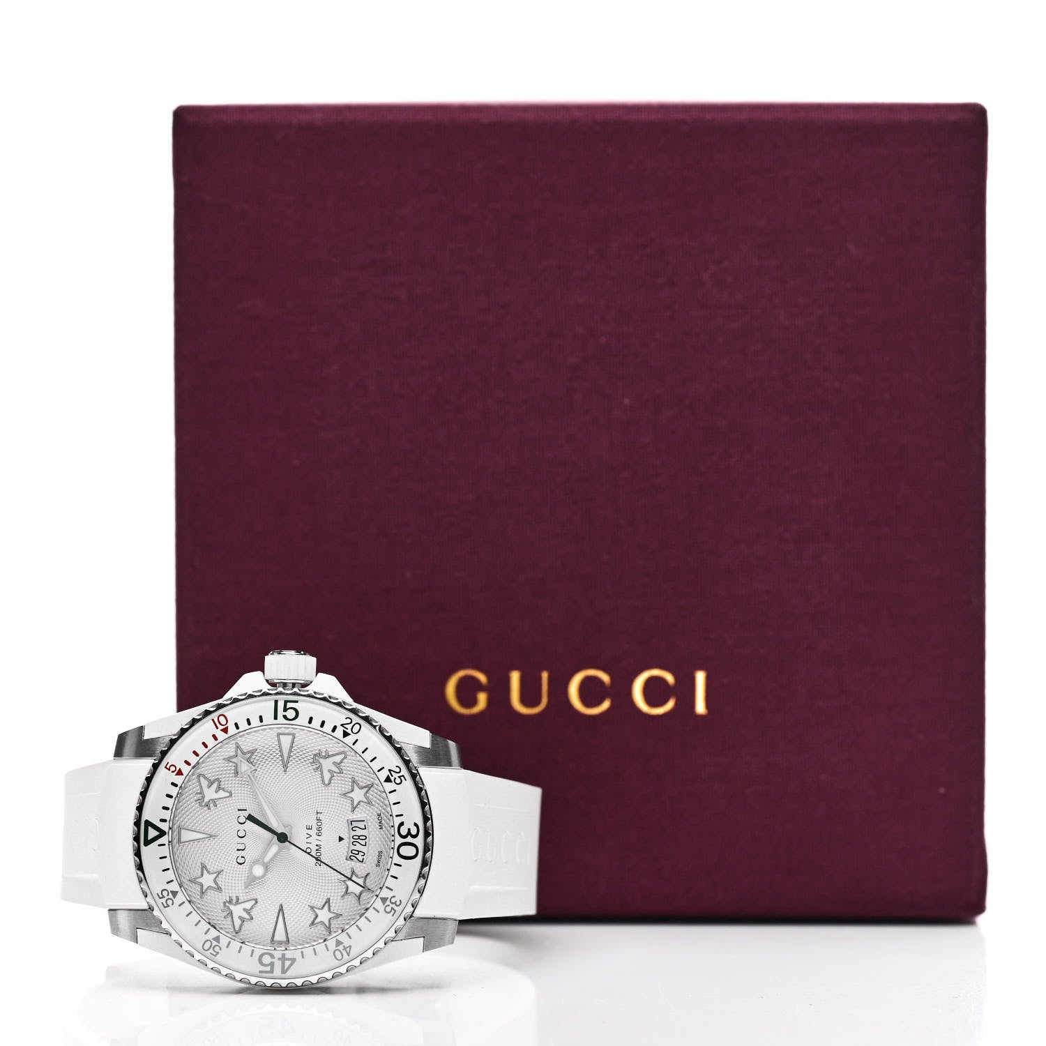 Gucci Stainless Steel Rubber 40mm Dive Quartz Watch White 5 of 5