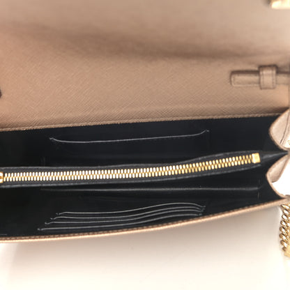 Prada Metallic Saffiano Lux Chain Wallet Quarzo Mordore 5 of 9