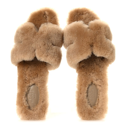 Hermes Woolskin Oran Sandals 41 Beige Argile 2 of 9