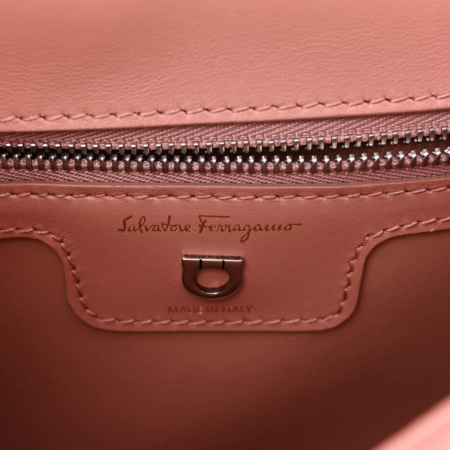 Salvatore Ferragamo Calfskin Quilted Gancini Flap Bag Antique Rose 6 of 9