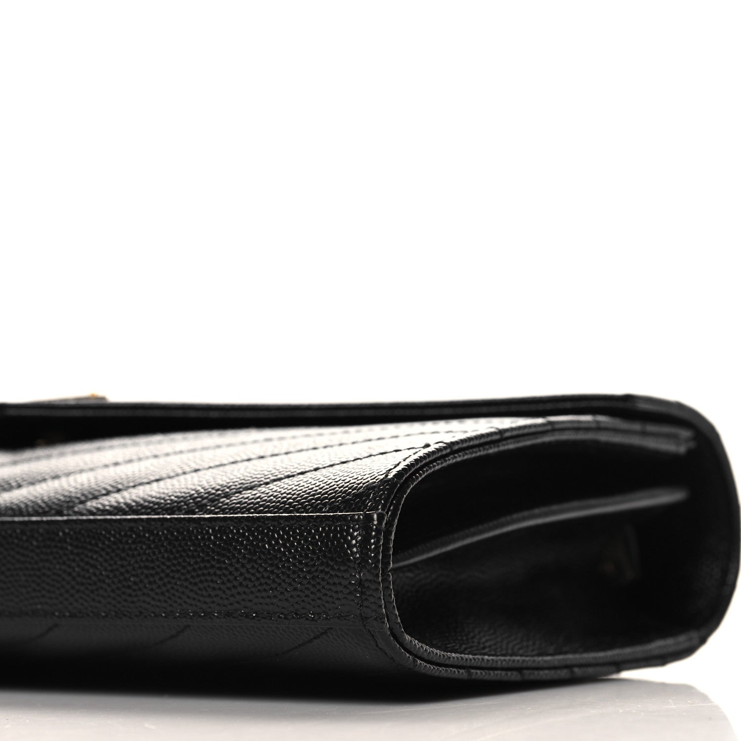 Saint Laurent Grain De Poudre Matelasse Chevron Monogram Chain Wallet Black 10 of 11