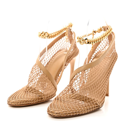 Bottega Veneta Mesh Nappa Chunky Chain Sandals 39 Beige Pony 3 of 7