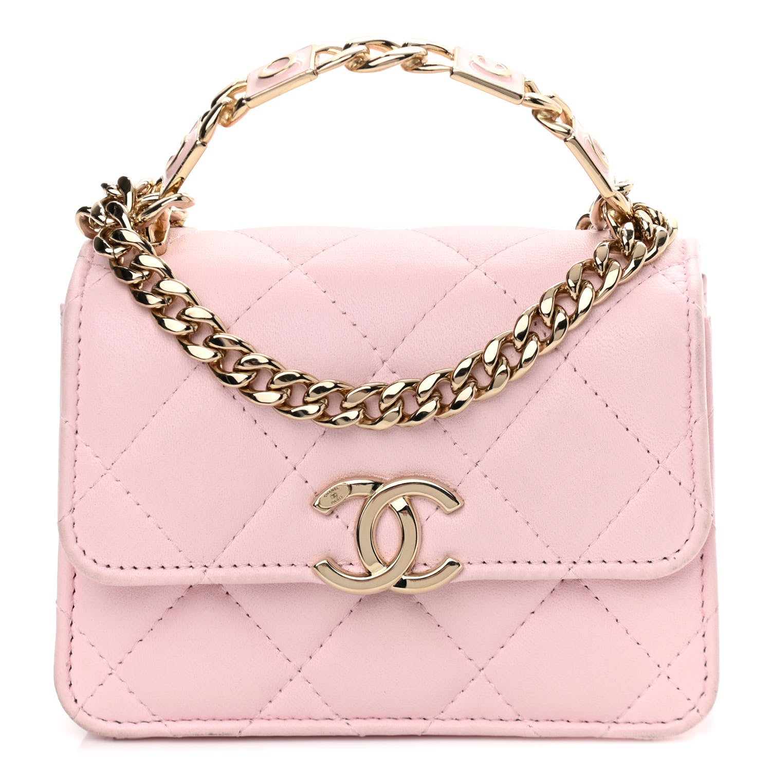 Chanel Lambskin Quilted Pick Me Up Clutch With Chain Pink 1 of 12