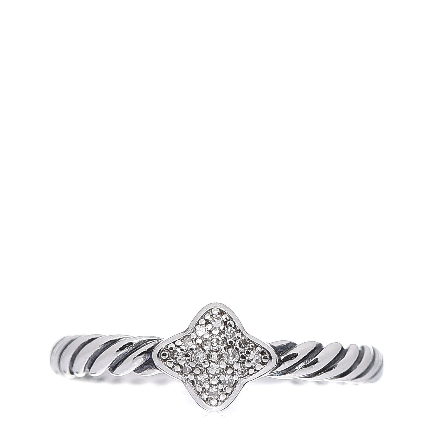 Sterling Silver Diamond Quatrefoil Ring 49 5