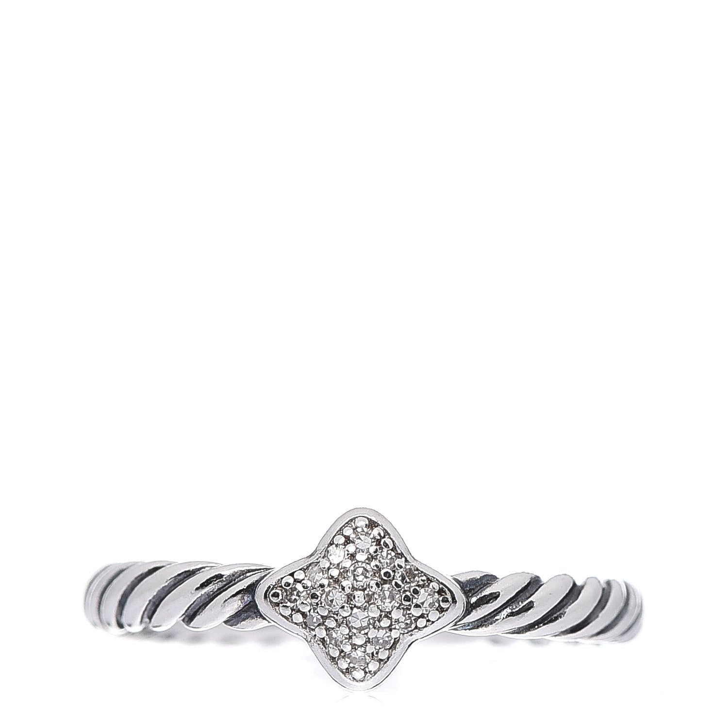 David Yurman Sterling Silver Diamond Quatrefoil Ring 49 5 1 of 5