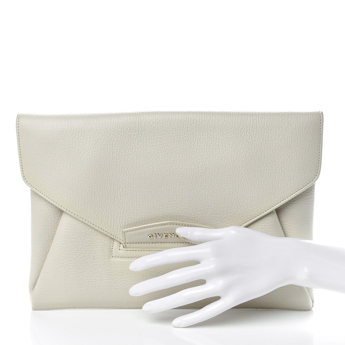 Sugar Goatskin Medium Antigona Envelope Clutch Ivory