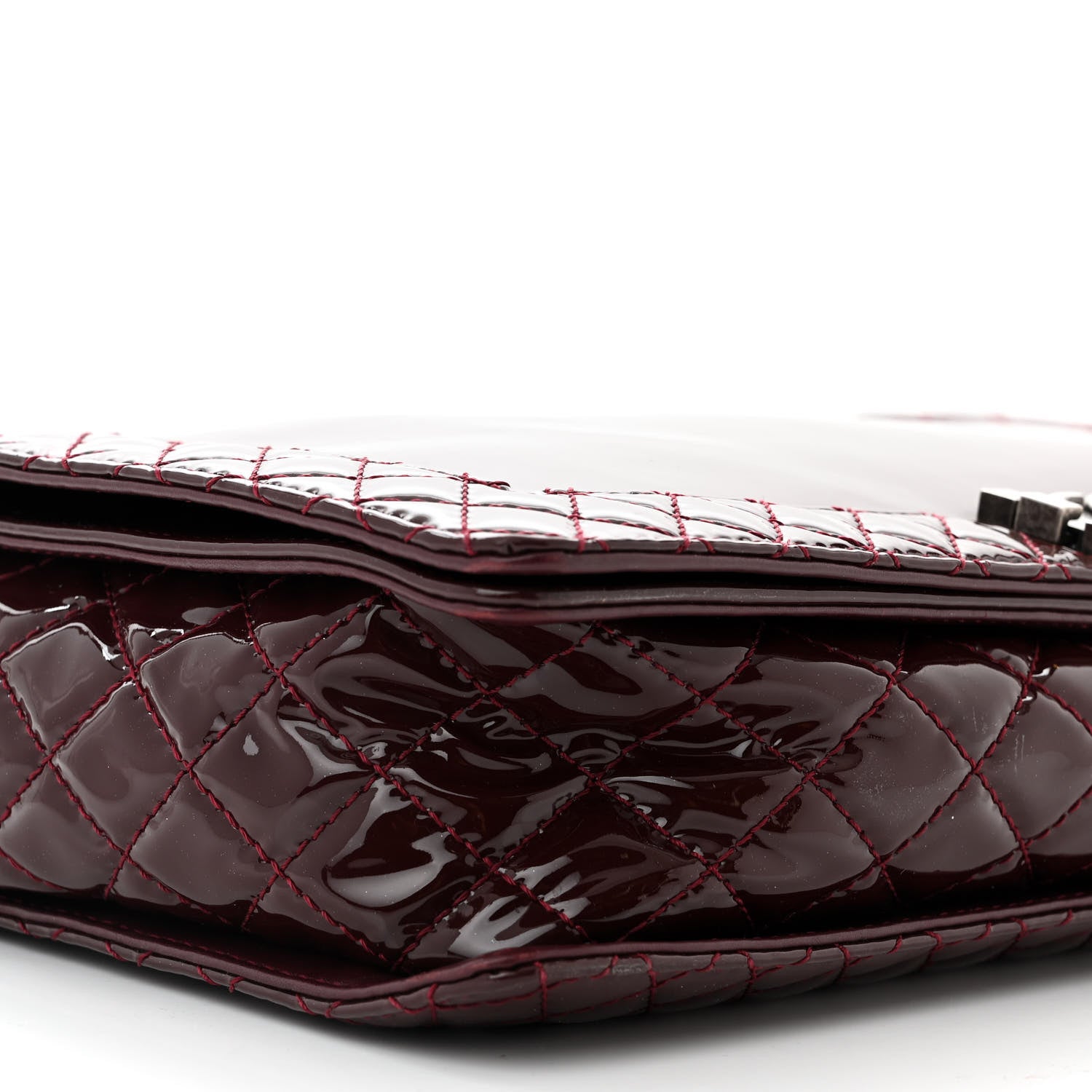 Chanel Patent Large Boy Reverso Flap Burgundy 9 of 14
