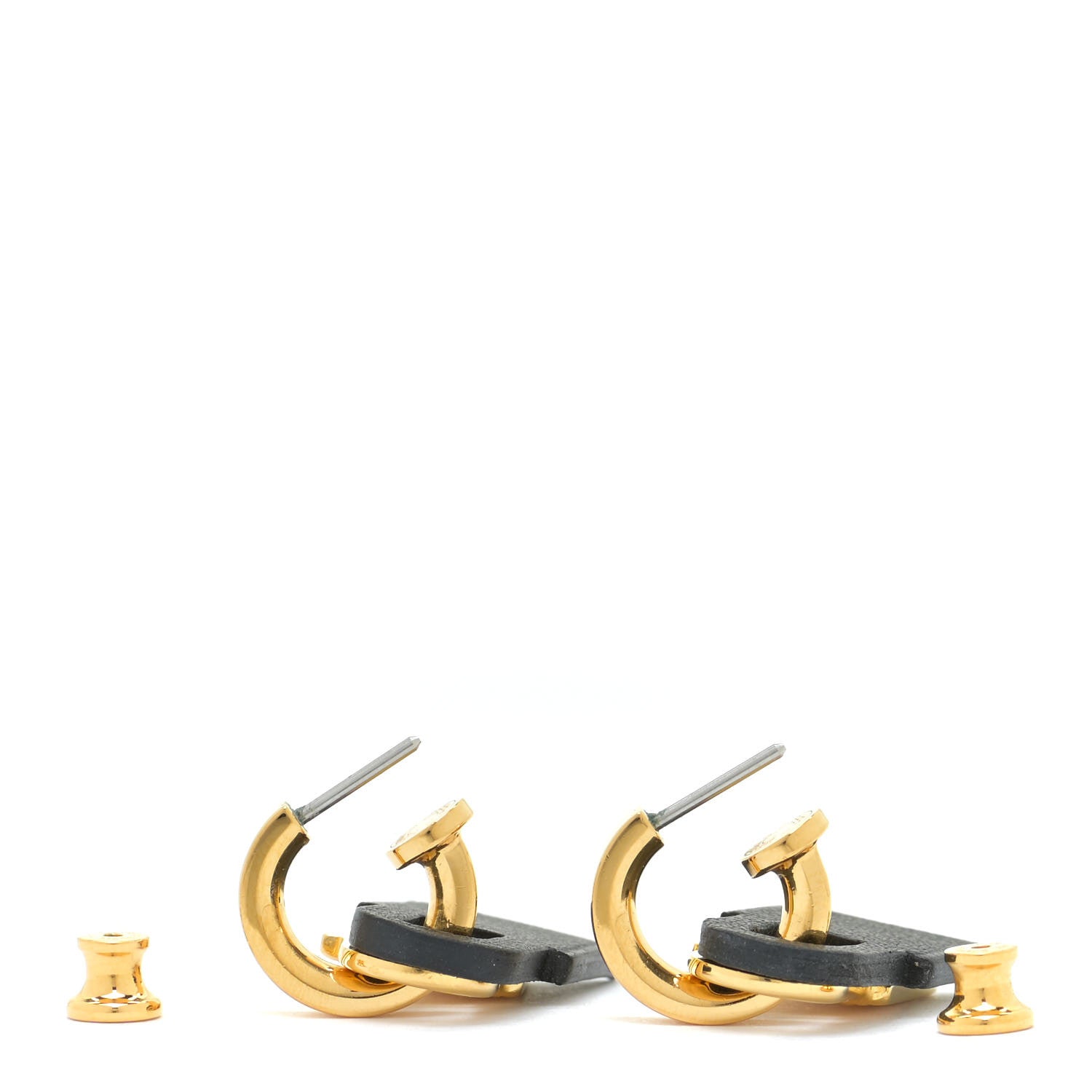 Hermes Gold Swift O'Kelly Earrings Black 3 of 6