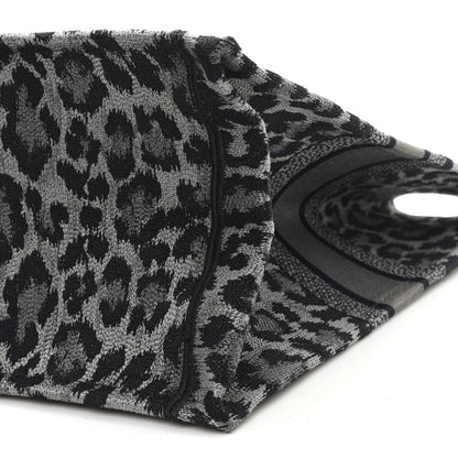 Christian Dior Canvas Mizza Embroidered Large Leopard Book Tote Grey 10 of 11