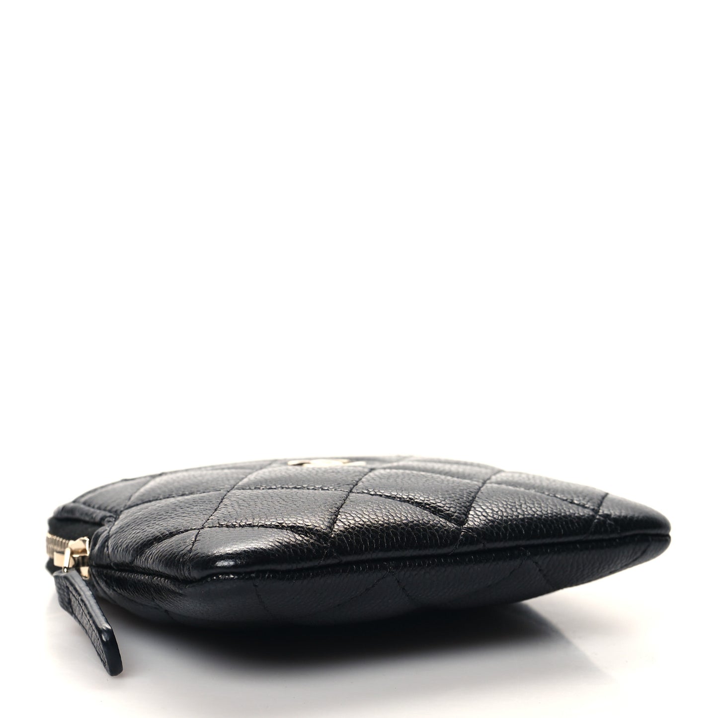 Caviar Quilted Zip Card Holder Wallet Black