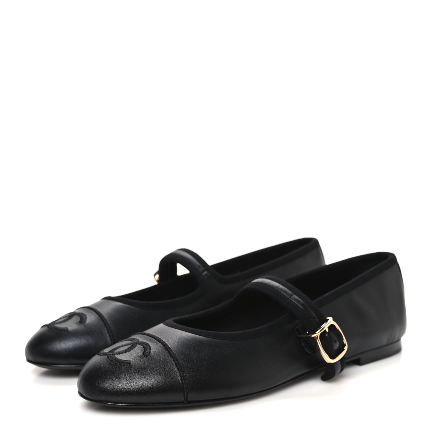 Lambskin Mary Jane Flats 38.5 Black