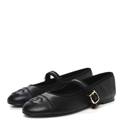 Chanel Lambskin Mary Jane Flats 38.5 Black 4 of 10