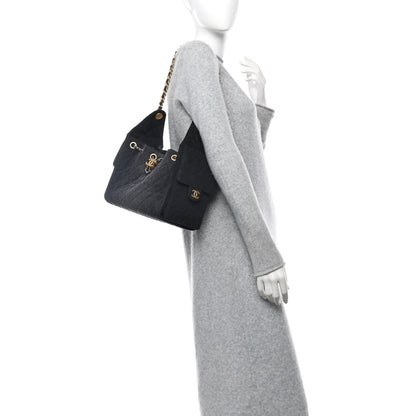 Chanel Washed Denim Quilted Small Chanel 25 Handbag Black 2 of 10