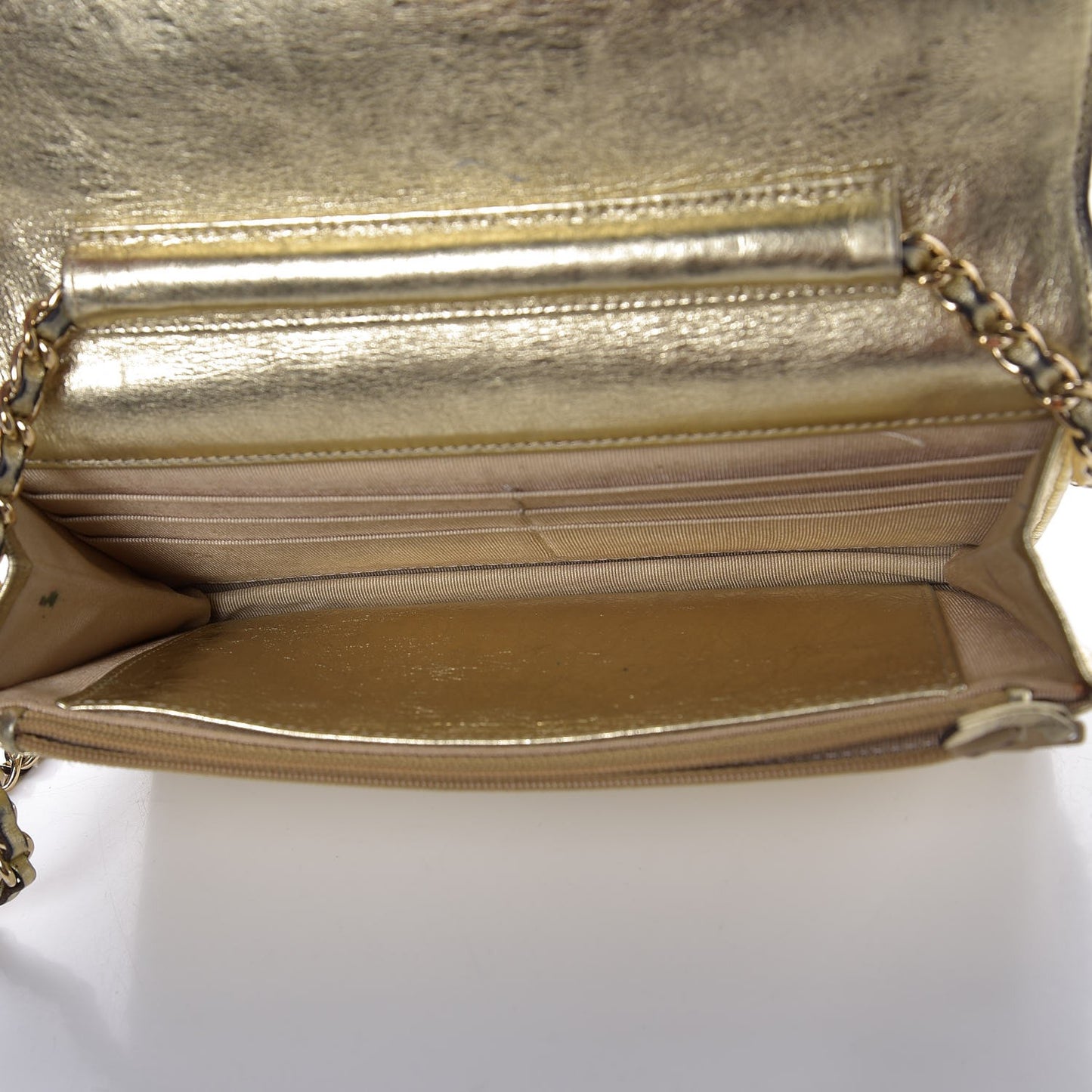 Metallic Aged Calfskin Reissue Wallet On Chain WOC Gold