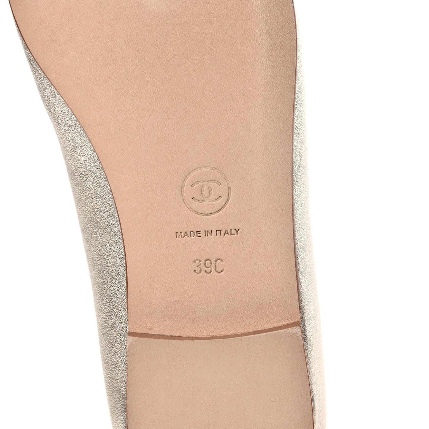 Metallic Goatskin Cap Toe CC Ballerina Flats 39 Gold