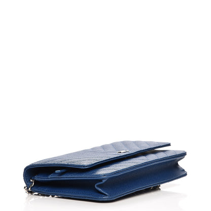 Chanel Caviar Chevron Wallet On Chain WOC Navy 4 of 8