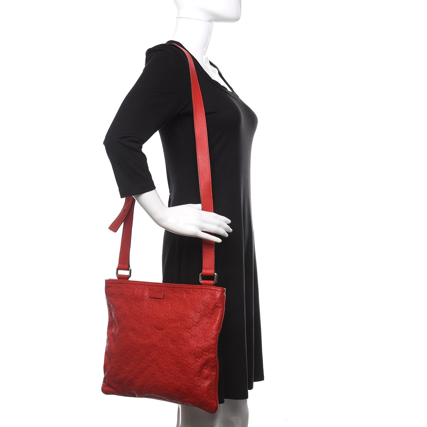 Guccissima Medium Flat Messenger Bag Red