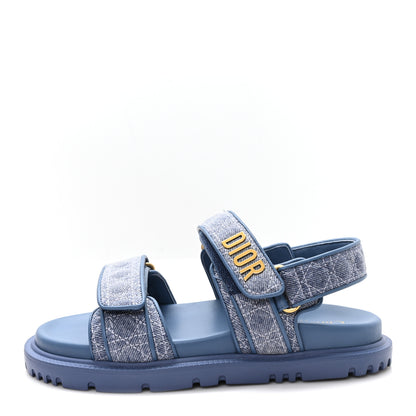 Christian Dior Denim Cannage Embroidered Dioract Sandals 35 Blue 1 of 10