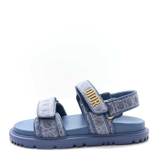 Christian Dior Denim Cannage Embroidered Dioract Sandals 35 Blue