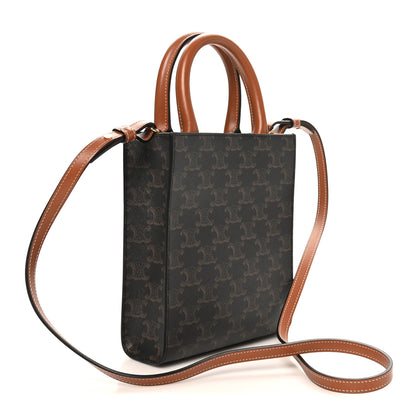 Celine Triomphe Canvas Calfskin Mini Vertical Cabas Tan 3 of 9
